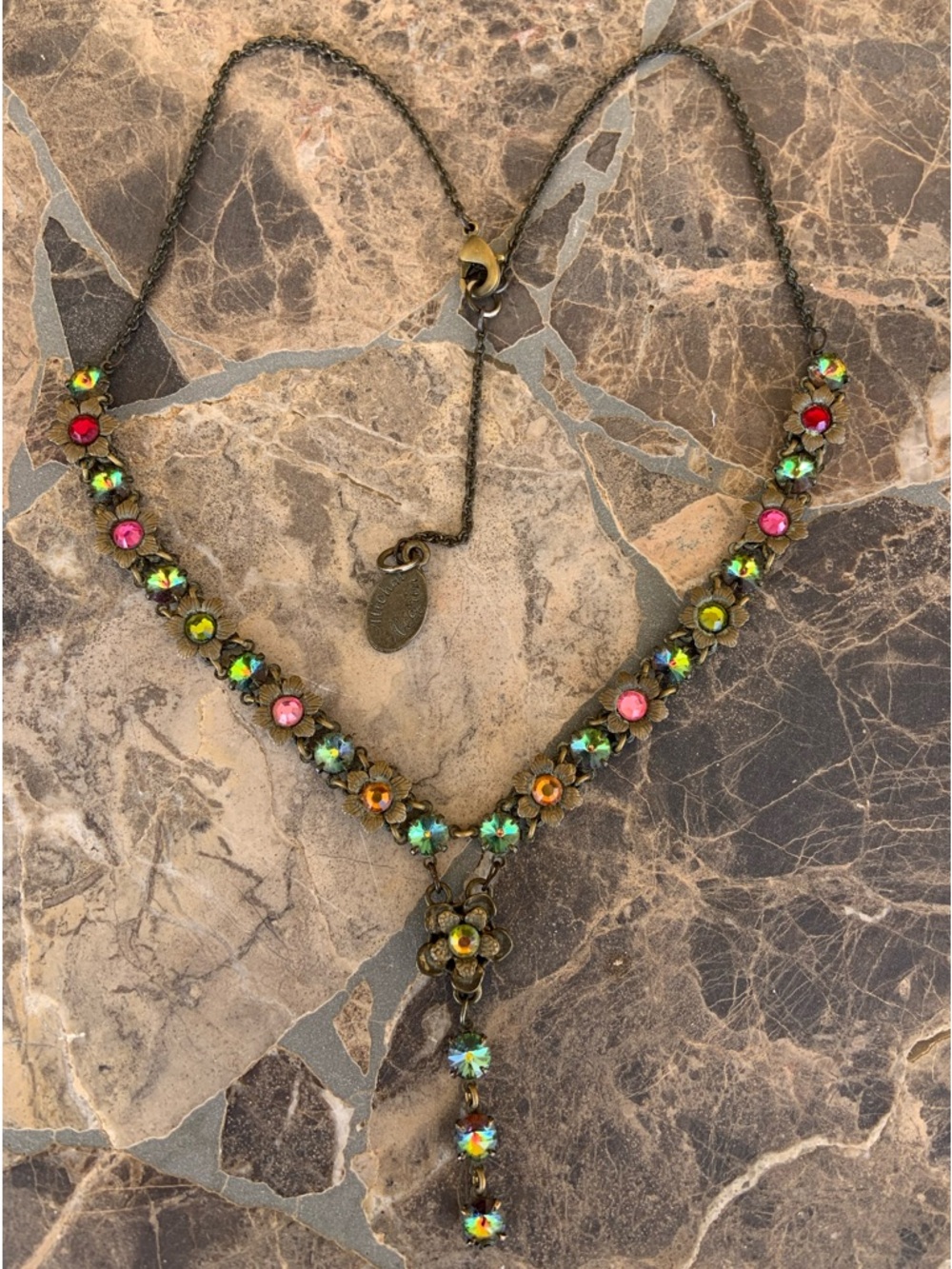 Michal Negrin Swarovski Crystal Flower Necklace